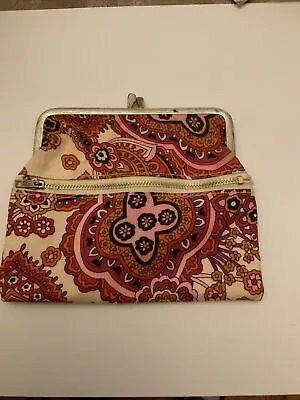 Vtg MOD Flower Power Coin Purse  Floral Cosmetic Bag Free Shipping • $9.95