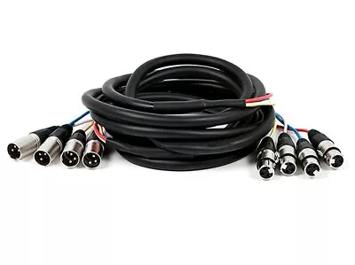 Monoprice 4-Channel XLR Male To XLR Female Snake Cable Cord - 15ft Black/Silver • $36.76