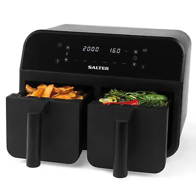 Salter Dual Air Fryer 7.4L Non-Stick Double Drawer LED Display Family Size • £116.84