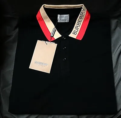 Burberry Polo Logo T-shirt Black Size Large • $89.99