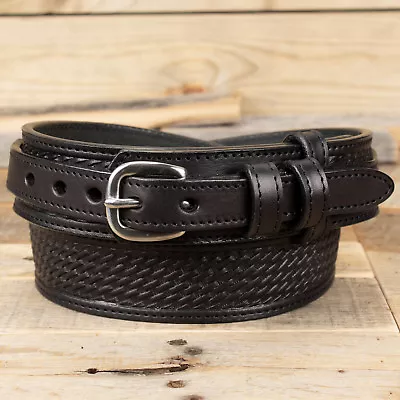 Amish Handmade Basketweave Embossed Ranger Belt - Yoder Leather • $59.99