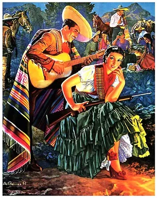  Mexican Calendar Art Cinco De Mayo 1949 Poster Cafe Store Decor Wall • $16.79