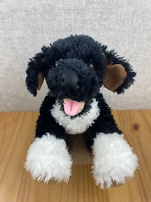 BAB Build-A-Bear Black & White Puppy - Portuguese Water Dog Plush Tongue Out • £13.99