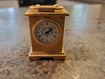 BULOVA ? Carriage Clock Mini Clock Metal Gold Tone Vintage AS IS • $16.19