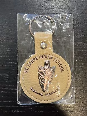 St Labre Indian School Ashland Montana Round Leather Copper Arrowhead Key Chain • $1.99