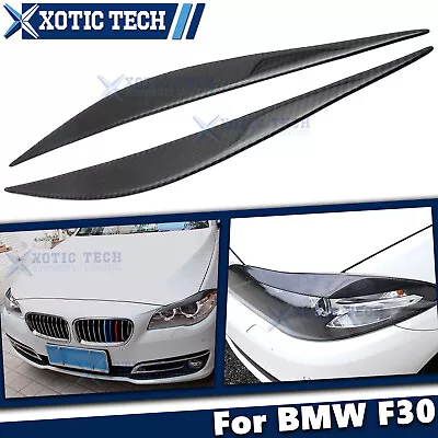 For BMW F30 3 Series 2012-2018 Front Headlight Eyelid Carbon Fiber Overlay Trim • $19.87