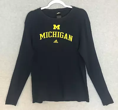 Adidas Michigan Wolverines Shirt Mens Medium Blue Ribbed Longsleeve Pullover • $18.96