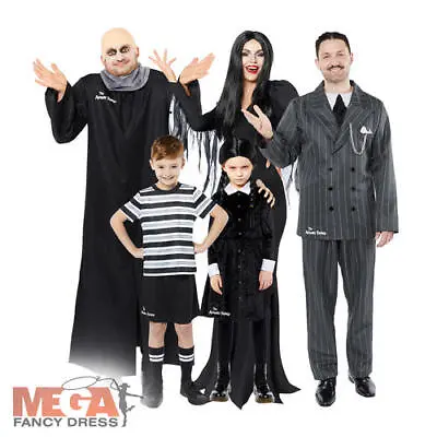 Licensed The Addams Family Costumes Halloween Adults Kids Wednesday Fancy Dress • £11.99