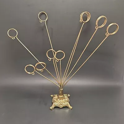 Vintage Wire Picture Card Holder Brass Tabletop Display Stand 10 Photos Adjustab • $25