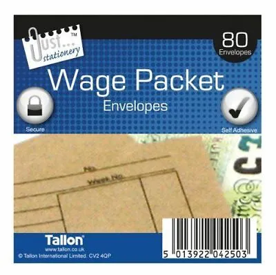 Tallon Just Stationery 100x110mm Wage Packet (Pack Of 80) • £5.99