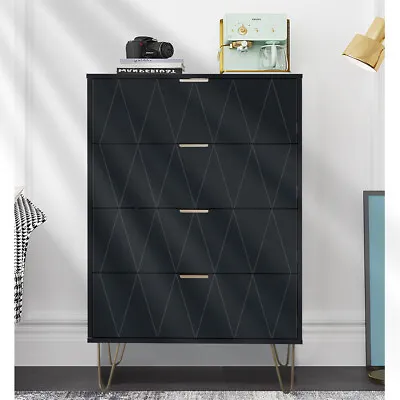 $169.99 • Buy 4 Drawer Dresser Drawer Chest Tall Storage Cabinet Organizer Unit Bedroom