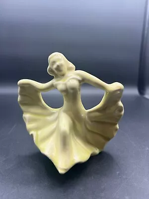 Vintage California Pottery Art Deco Dancing Girl Yellow Ceramic Figurine • $34.95