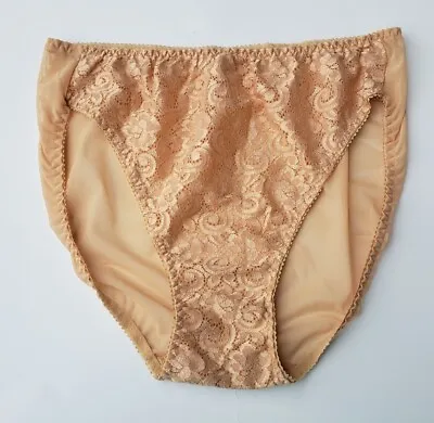Vintage Avon Intimates Sheer Mesh Hi-Cut Bikini Panty Size 8 Champagne Beige Fem • $25.68