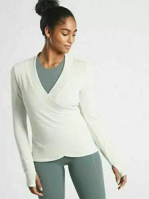 ATHLETA Poise Wrap Sweatshirt Top Dance Soft | Light Grey Large #657534 • $42.22