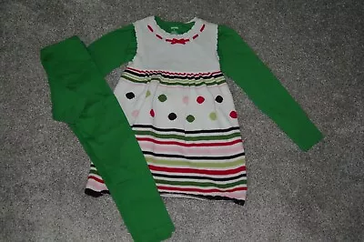 Girls Gymboree Pups And Kisses Ivory Sweater Dress Tunic Leggings Top 5 5t 6 • $30