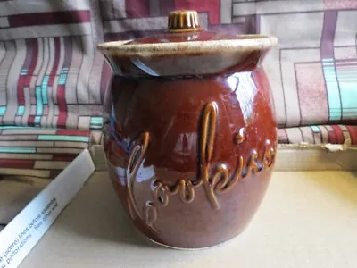 Hull Brown Drip Glaze Cookies Cookie Jar USA Pottery Canister 8  W/lid Vintage • $15.95