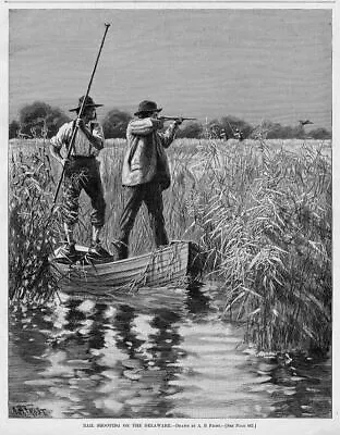 Sportsmen In Boat Hunting Rail Shooting On The Delaware River By A. B. Frost  • $125