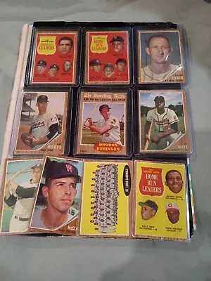 $75 • Buy Vintage 1962 Topps Baseball Card Lot Mickey Mantle, Maris, Mays, Robinson, Ford