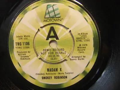 Smokey Robinson – Madam X 1978 Demo 7” Motown TMG 1106 • $4.85