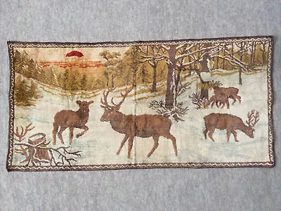 Elk Wildlife Sunset Wooded Landscape Tapestry Scene 20”x40” • $44.44