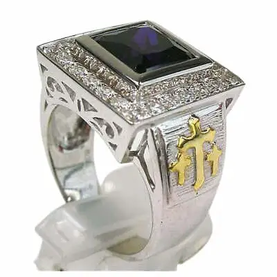 $273 • Buy Princess Amethyst Silver Bishop Ring
