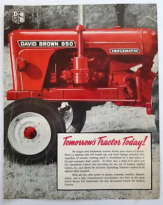 David Brown Model 950 Implematic Tractor Dealer Sales Information Sheet • $22