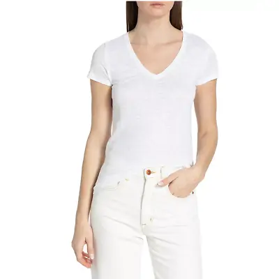 Majestic Filatures Paris 100% Linen Ivory V-Neck T-Shirt Tee Size 3 Medium $198 • $19.95