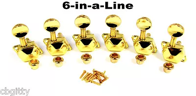 Set Of 6 Classy GOLD Covered-Gear Guitar Tuners/Machine Heads (6 Right) • $23.91