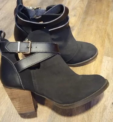 Mossimo Supply Co. Women's Black Suede Ankle Boots Buckle Booties Black Size 7 • $22.95