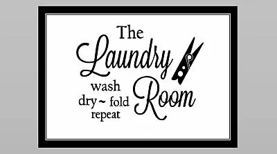 Laundry Room Sign PHOTO B&W HOME WALL DECOR Wash Clothes 5x7 Pic • £5.48