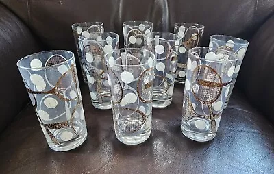 Set Of 9 Vintage Georges Briard Tennis Highball Glasses Tumblers MCM Mid Century • $25