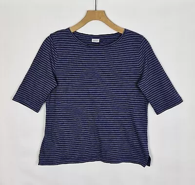 Toast Blue Grey Striped Cotton Jersey Half Sleeves Nautical  T Shirt Top S 10/12 • £26