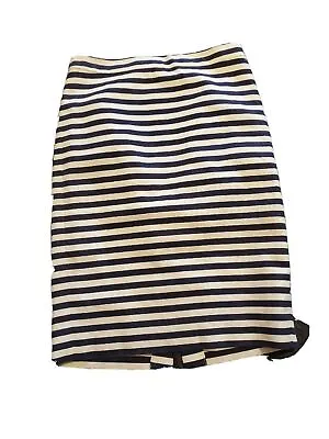 J Crew Pencil Skirt Linen Blend Women Sz 00 Nautical Stripe Zipped Knee Length • $10