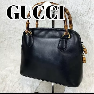 Authentic GUCCI Vintage Bamboo Hand Bag Leather Black • $165