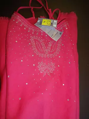 BNWT MARKS & SPENCER Irish Linen Pink Sequin Dress Size 16 Bias Cut • £4.99