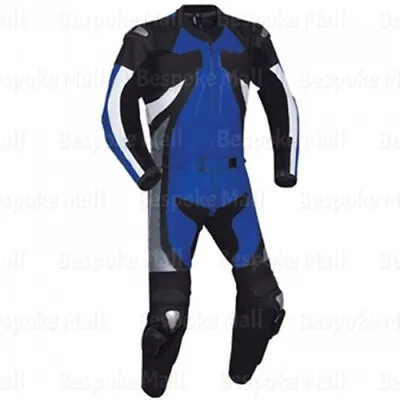 New Men's Motorcycle Cowhide Racing Leather 1/2 Piece Suit Hump Safety Pads-583 • $347.99