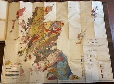 OLD GEOLOGICAL MAP OF GREAT BRITAIN 1957 COLOUR SHEET 1 North Grid Line 500km N • £25