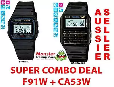 CASIO SUPER COMBO DEAL FREE POST FROM SYDNEY VINTAGE RETRO 1 X F91W + 1 X CA53W • $68.40