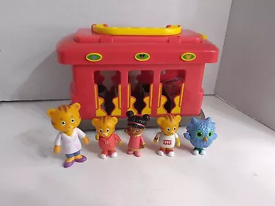 Daniel Tiger's Red Neighborhood Trolley Sounds Moves + 5 Figures Tested Working • $8.95