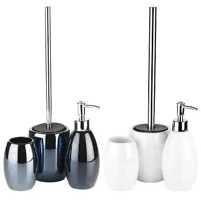 Ridder 3pcs Ceramic Shiny Matching Bathroom Dispenser Tumbler Toilet Brush Set • £7.49