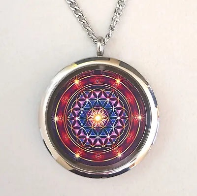 Flower Of Life Mandala Spiritual Energy Reiki Hexagram Fractal Pendant Necklace • $26.44