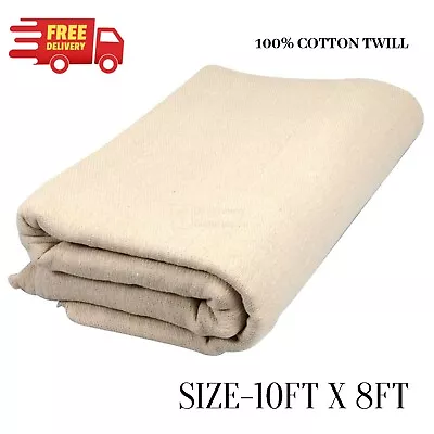 Cotton Dust Sheet Large Heavy Duty Decorating Paint Protection Twill Cover • £10.98