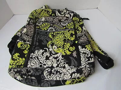 VERA BRADLEY PURSE BAROQUE Backpack Laptop Bag Black Yellow Gray White 16x12x3 • $36.99