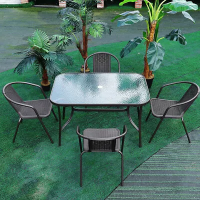 Garden Bistro Patio Table/Chair/Table & Chairs Set 4/6 Seater W/ Parasol Hole UK • £239.95