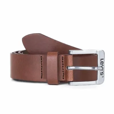 Mens Levis Red Tab Logo Metal Tab Leather Jean / Trouser Belt 5117 - Tan • £34.99