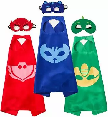 PJ Masks Cape Mask Set Gekko Owlette Catboy Cosplay Kids Costume Party Toy Gift • £4.95