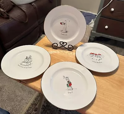 Set Of 4 Merry Masterpieces Art Dessert Plates International First Edition 1999 • $9