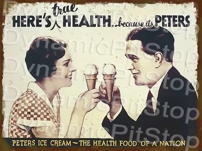 Peters Ice Cream Health Rustic Tin Metal Sign Vintage Diner Australian Made • $39.95