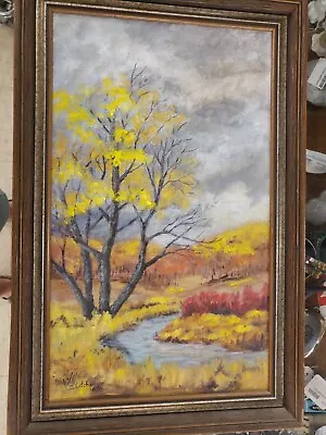 VINTAGE Fall Dec 1965 Amateur Oil Painting By Michigan Artist Signed 15x23  • $0.99