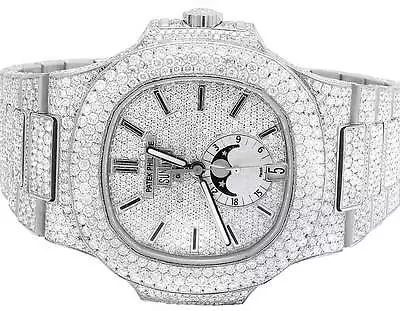 Steel Mens Patek Philippe Nautilus 5726/1A Pave Set VS Diamond Watch 34.65 Ct • $125000